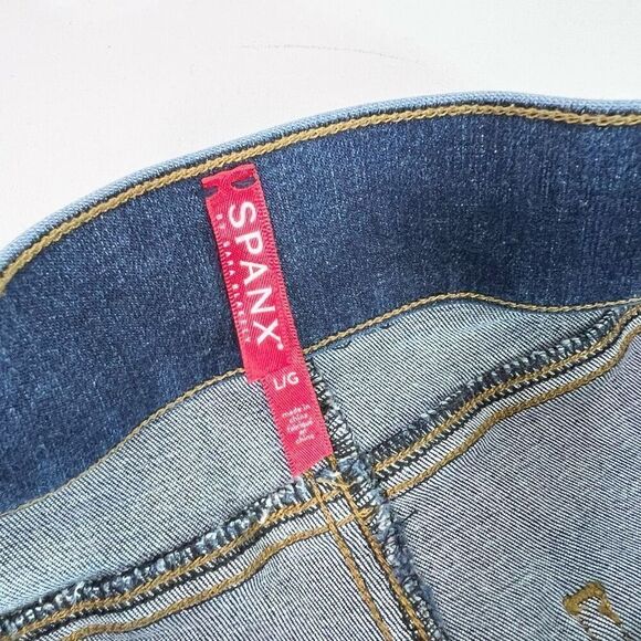 Spanx by Sara Blakely Jeans Womens Large Blue Dark-Wash Mid-Rise Skinny Fit - Picture 2 of 12